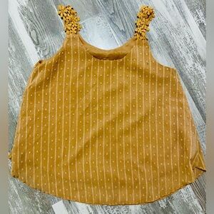 Mustard Yellow Sleeveless blouse with Floral Straps